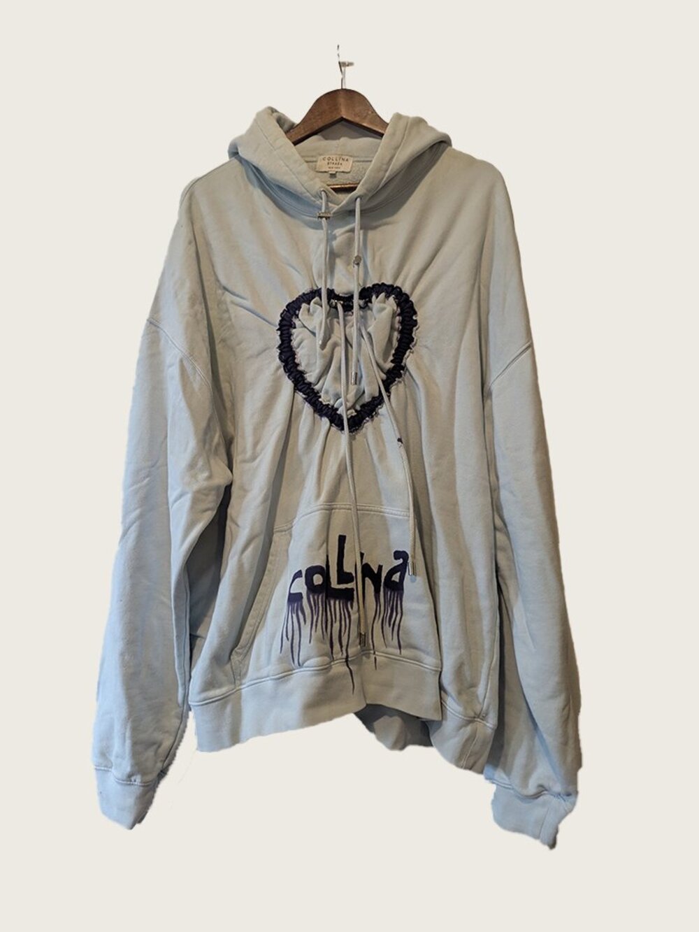 COLLINA STRADA - Unisex drawstring heart hoodie - Sz XL - (stains)
